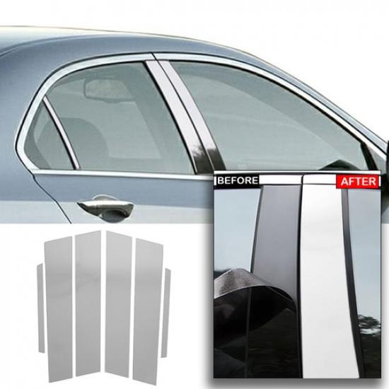 6pcs Chrome Door Pillar Posts 4PCS Window Cover Trim For Acura TSX 2009-2014 .