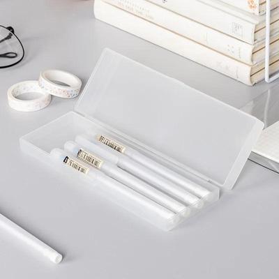 Bleistiftkoffer Schulbüro Einfache matte transparente Kunststoffbox Frosted White Pens Storage Schreibwaren