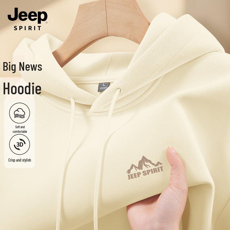 JEEP SPIRIT Men's Loose-Fit Logo Hooded Sweatshirt