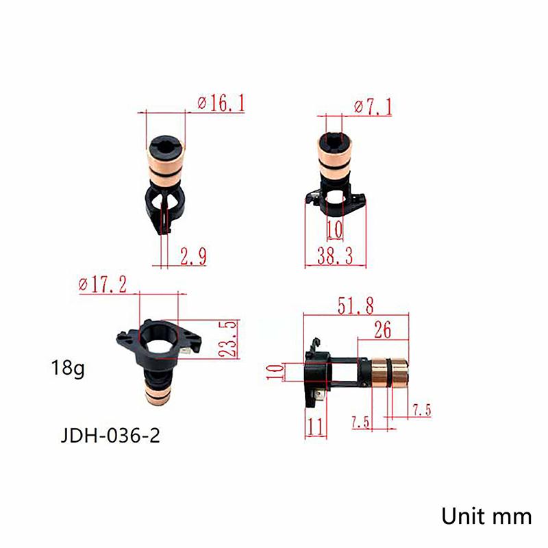 1Pc Jdh-036-2 Generator Collector Copper Head Slip Ring 2Rings For Dc Motor Electric Motor Collecting Ring 16X7.1X7.5(51.6)Mm