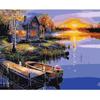 TY31 Pictură digitală în ulei Acuarelă pictată manuală Abstract Lake Cottage Painting Kit digital pentru decorarea camerei de zi Pictură Cadou de Crăciun