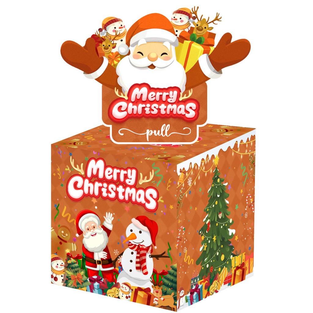 Theme Paper Christmas Gift Box With Santa Claus Pattern Party Decoration Prop