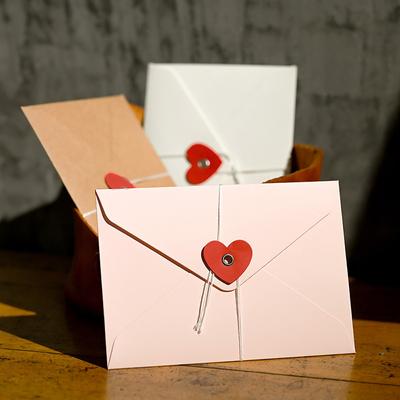5 Stück Solide Liebesblumen-Umschläge Papierumschläge mit Schnurknöpfen DIY Hochzeitsparty Einladungskartenhülle Geschenkverpackung