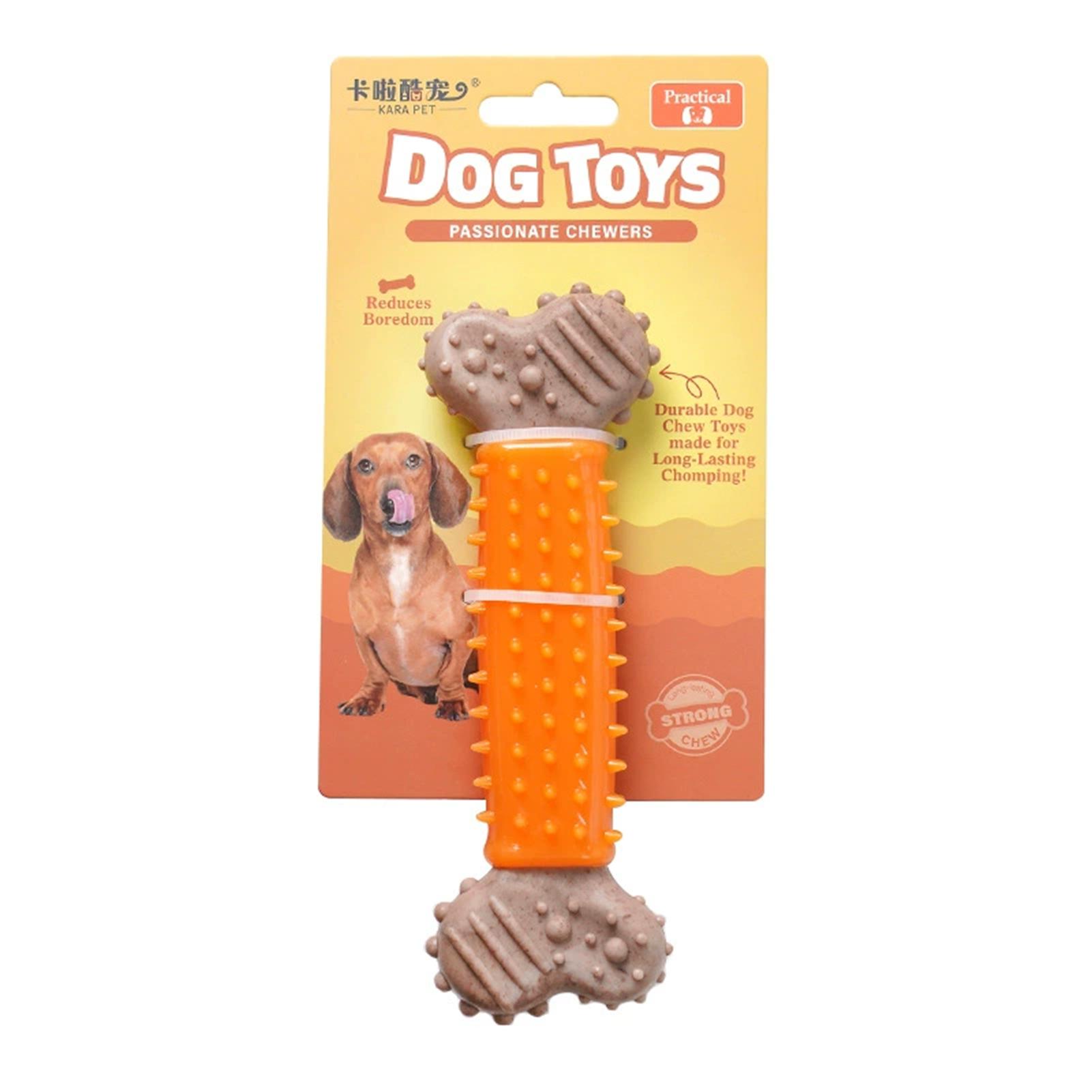 TPR Wooden-Dog Chew Toy Durable Dental Cleaning For Small Medium Dogs Orange Polka Bone оранжевый