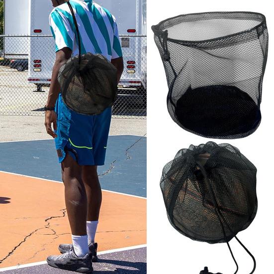 Ball Storage Bag Mesh Carry Bag Large Capacity Wear-Resistant Drawstring Sling Basketball Volleyball Carrying Bag