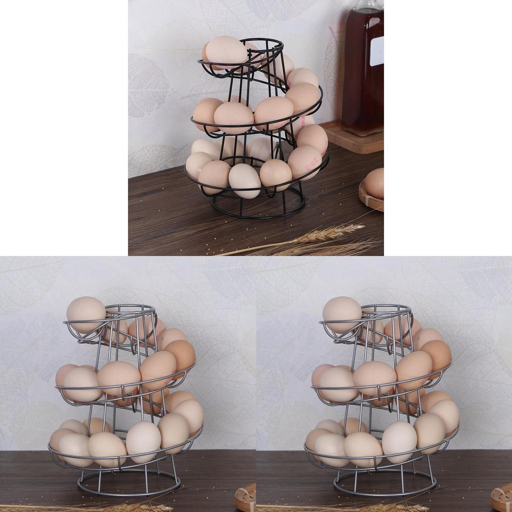 Kitchen Creative Spiral Egg Rack With Hanging Basket For Home Storage And Organization
