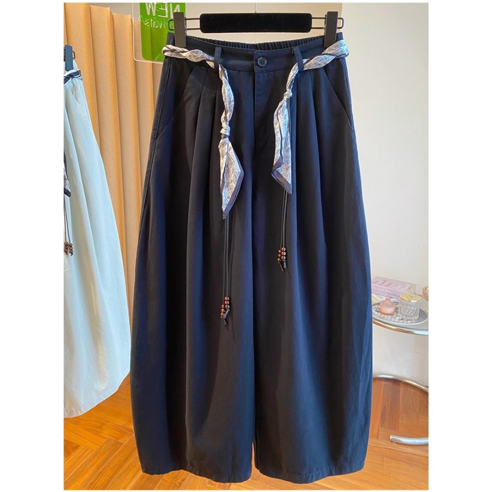 Fashionable High-waisted Solid-color Design Casual Pants for Women's Autumn and Winter, Versatile, Youthful and Elegant Wide-leg Pants