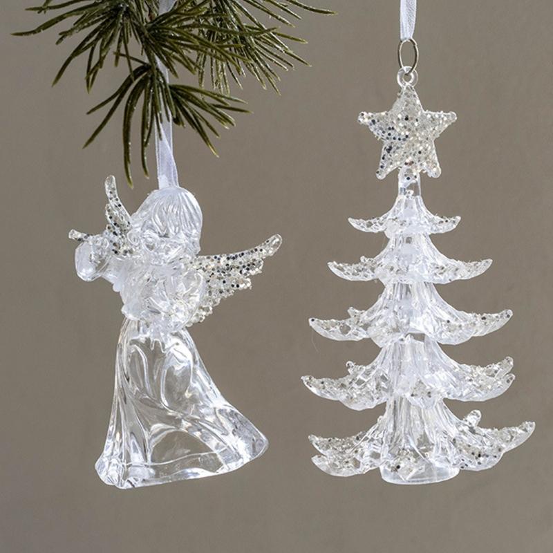 Festival Acrylic Hanging Decorations Snowflake Reindeers Angel Christmas Parties Decoration Set