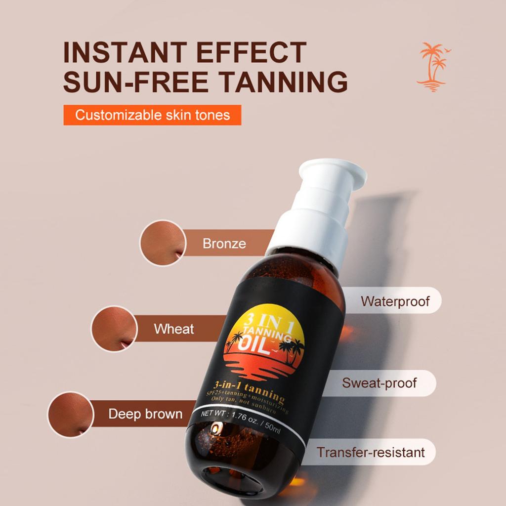 Bräunungsöl, Ein Bräunungsverstärker für Vorbräune und dunklere Haut, Verbessern Sie Ihren natürlichen Teint, Tiefe Bräune, 50ml