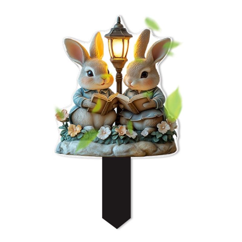 Weather Proof Acrylic Rabbit Lawn Sign Animal Stake Perfect For Easter Party Decorations And Garden Display