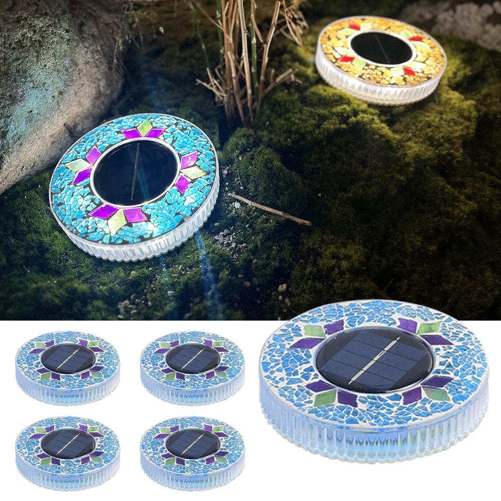 Solar Ground Light Mosaic ABS LED In‑Ground Lamp for Garden Lawn Yard Decoration