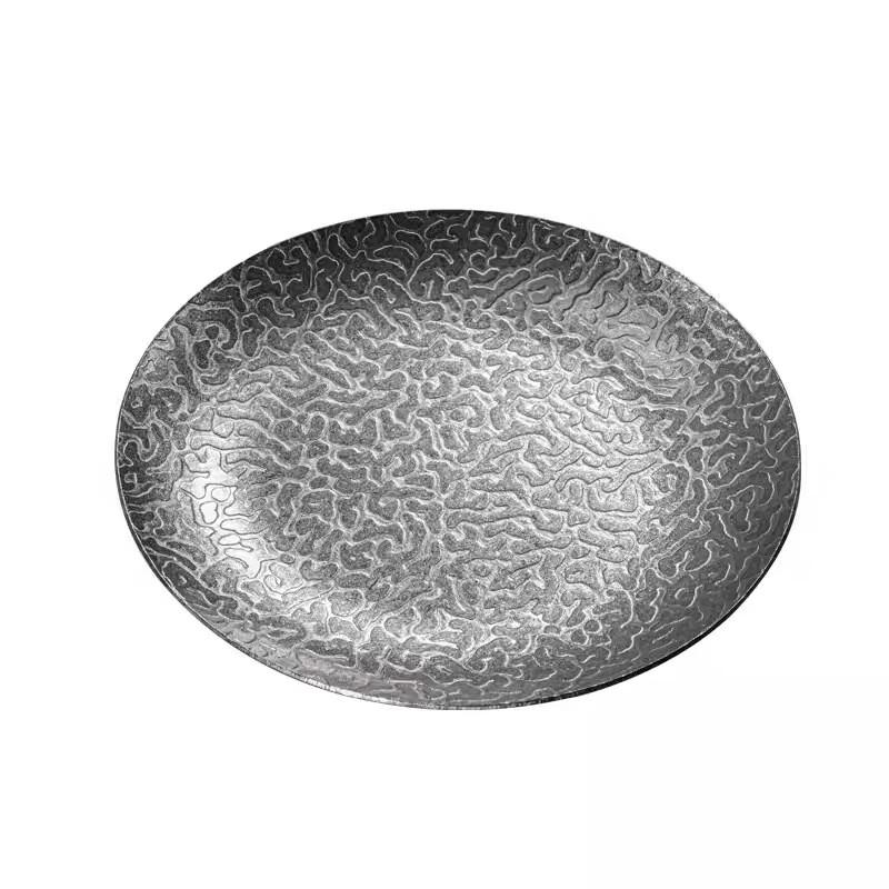 Retro Hammered Stainless Steel Dinner Plate