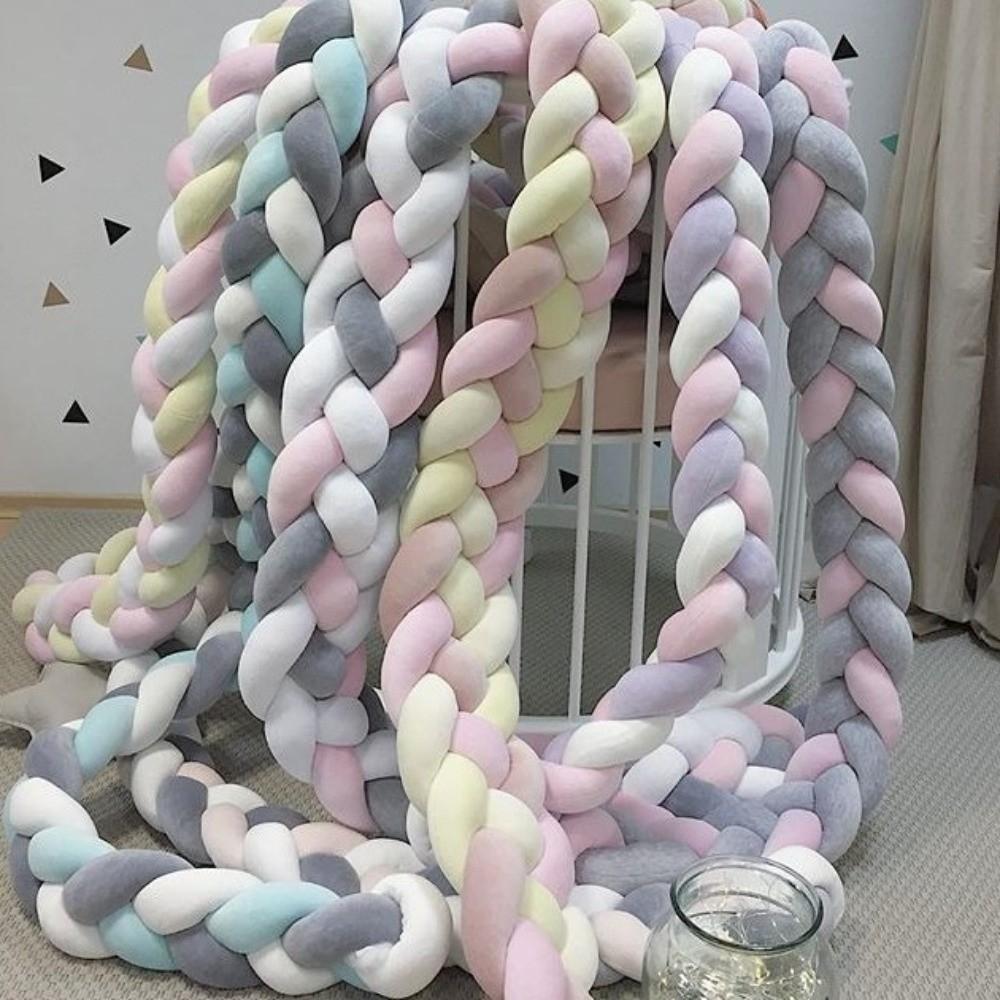 Handmade Cot Bumper Soft Plush Braided Pillow Decorative Crib Protector Home Decorations