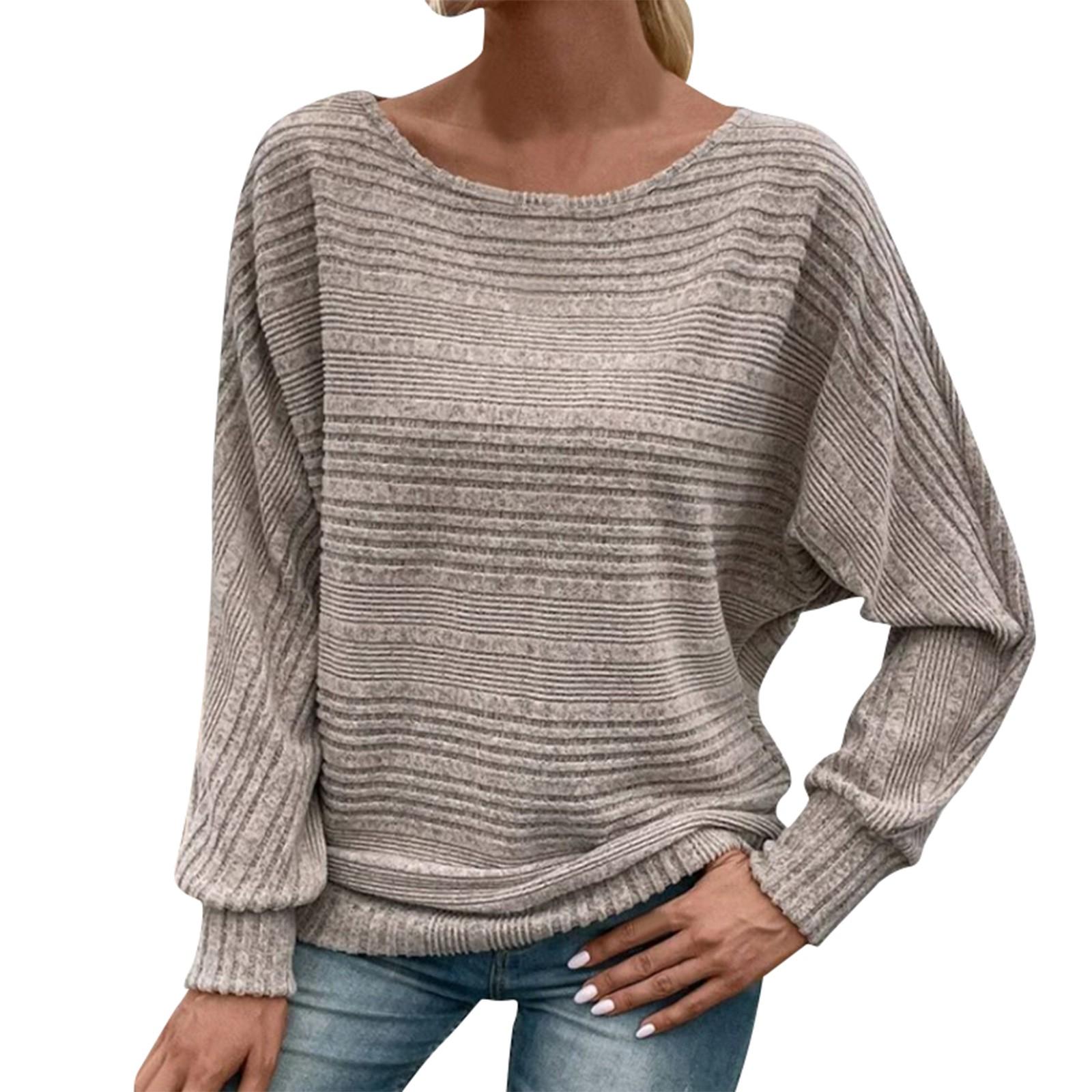 

Женская мода повседневный однотонный длинный рукав круглый вырез пэчворк пуловер топ S