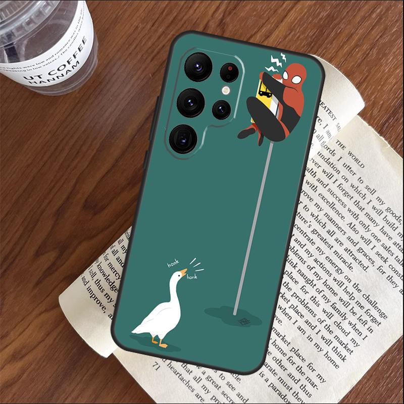 Cartoon Cute Goose Phone Case For Samsung Galaxy S25 S24 S23 S22 S21 Ultra S9 S10 S20 Plus S24 FE Funda Cover