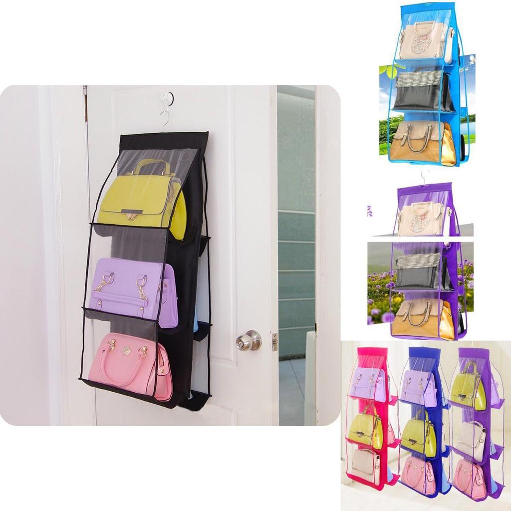 Large Capacity Non-woven Hanging Wardrobe Storage Bag For Purses In Black