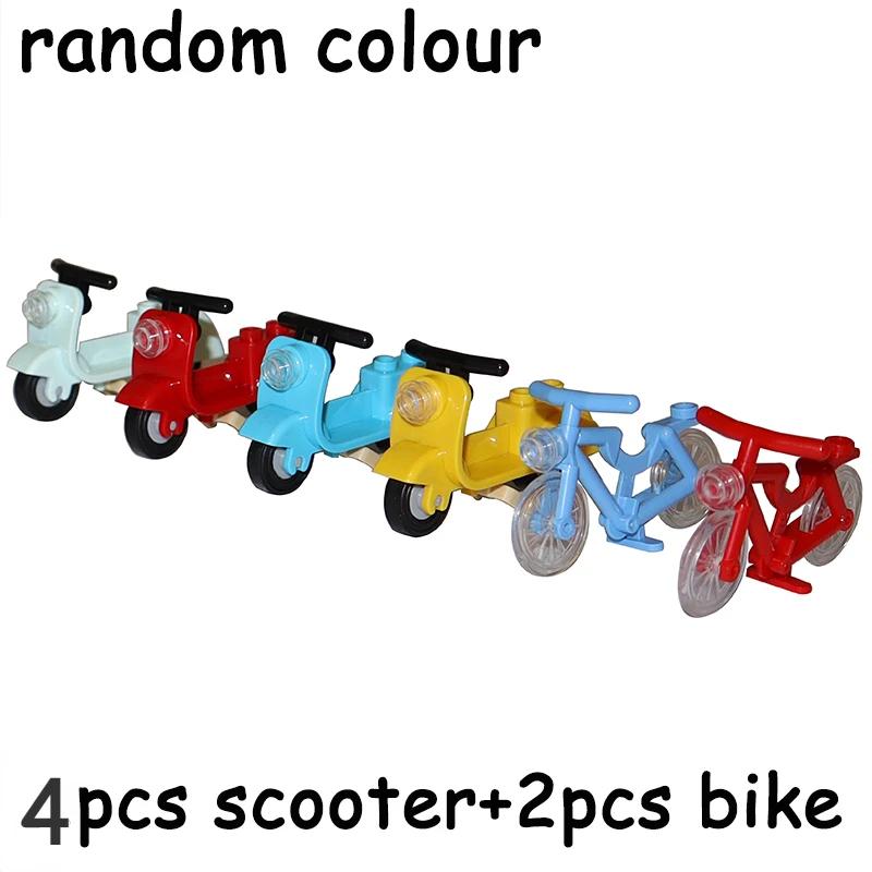 Bloc de construction MOC Briques Vélo Chrome Vélo Trottinette Mouton Moto Trafic Urbain Véhicule à Moteur Voiture