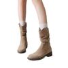 Pile Boots Women's 2025 New Autumn and Winter with Skirt Thick Heel Medium Tube Low Heel Maillard Western Cowboy Fashion Boots