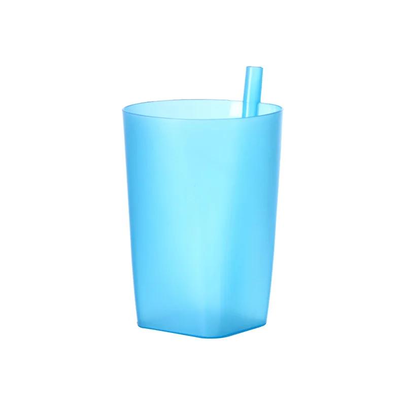 

Solid Color Fresh Candy Color Small Straw Children s Cup Plastic Drinking Water Transparent Straw Cup Integrated Beverage Cup 200ml синий