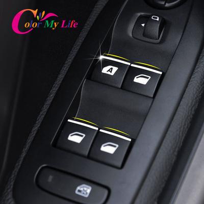 7Pcs/Set Interior Car Door Window Lifter Switch Knob Trim Sticker for Citroen C4 C4L C-Elysee C-quatre
