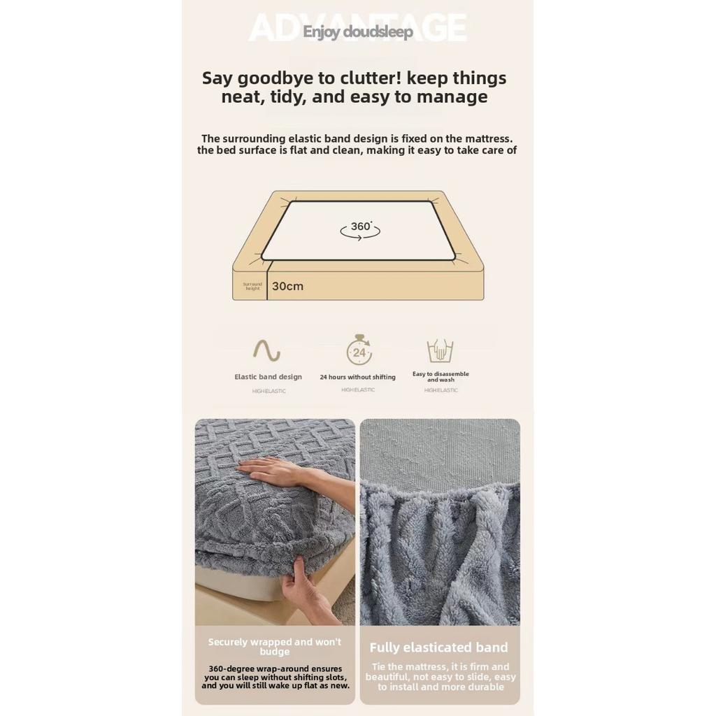 Tafu Velvet Coral Velvet Milk Velvet Bed Sheet with Winter Flannel and Thick Winter Protective Cover