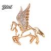Horse Theme Pin Rhinestone Flying Brooch Hollow Winged Lapel for Men Shirts Accessories Women Decorative Badge Clothes Bag Hat Scarf Suits