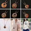 Retro Ethnischer Runder Holzblatt Eule Lange Pullover Kette Halskette Damen Uhr Anhänger Damen Schmuck