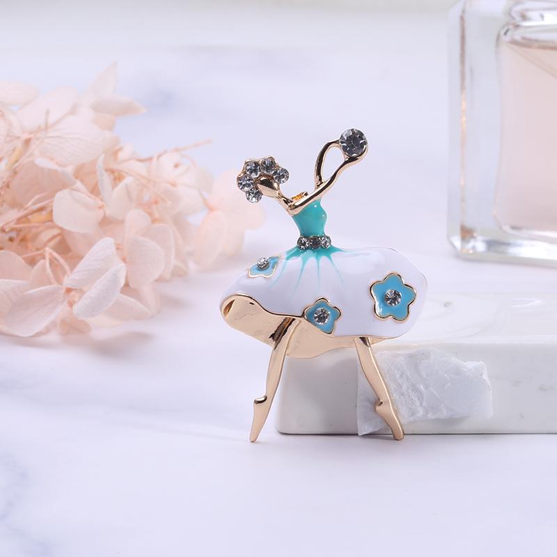 Moda drăguț rafinat prietenă dans dans balet broșă cristal stras broșe de sticlă pin pentru femei accesoriu rochie de mireasă