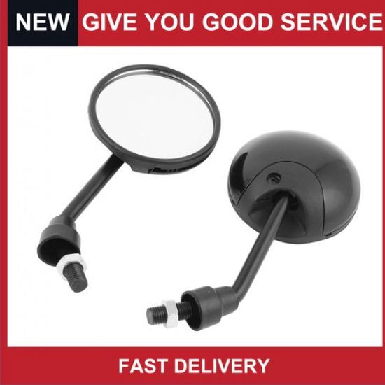 1Pair Front 10mm 0.39 Thread Dia Motorcycle Rear View Mirror Round Universal