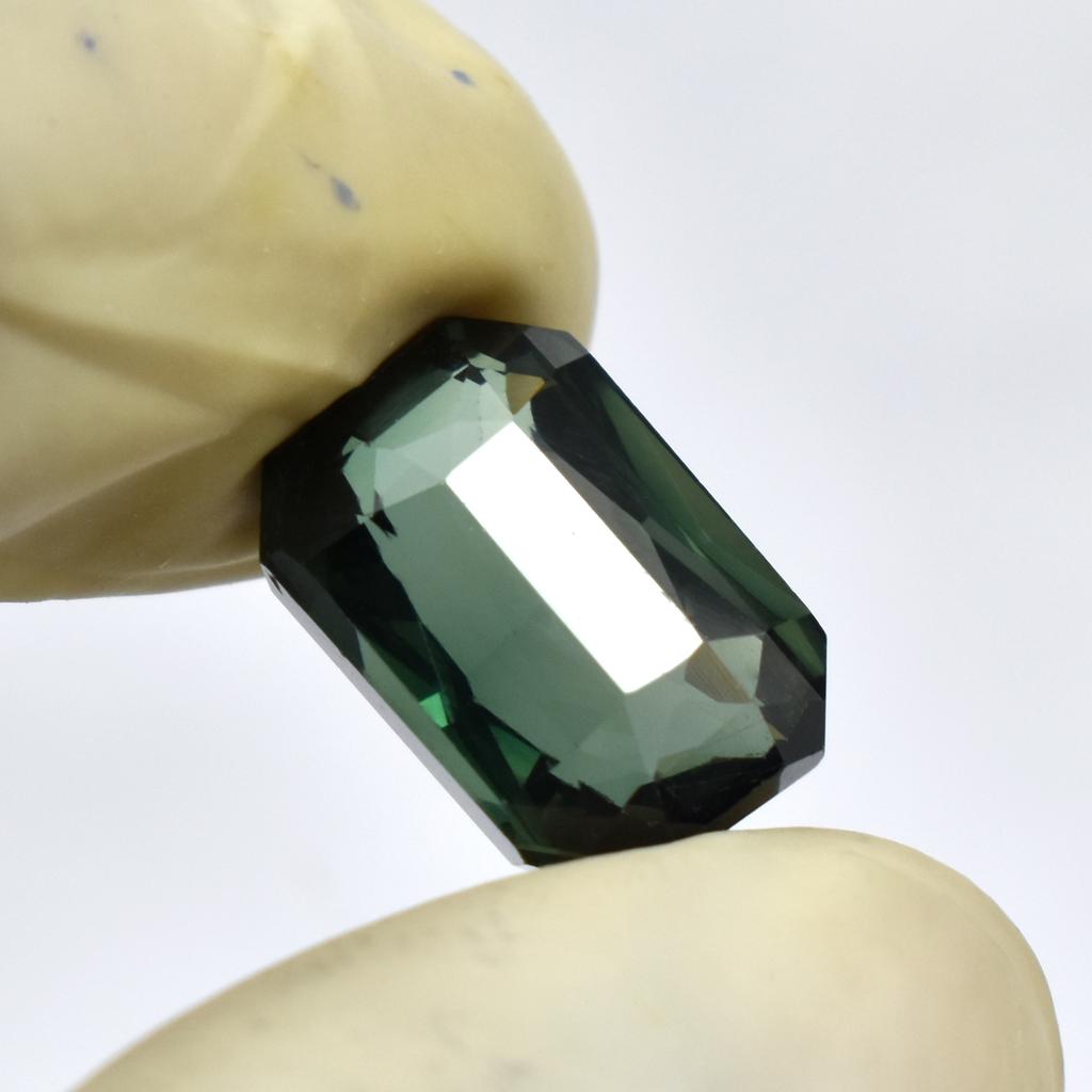 Sapphire 10.35 Ct Natural Rare Emerald Cut Deep Green CERTIFIED Loose Gemstone SU-150