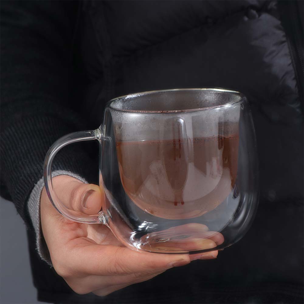 2pcs Transparent Coffee Cup Heat Resistant Tumbler Mug Home Bar Double Wall Glass Cup Set  Milk