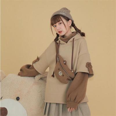 Winter Koreanische Warme Hoodie Ruili Bär Anime Hoodie Frauen Kawaii Rundhals Langarm Hoodie Mode Super Straße