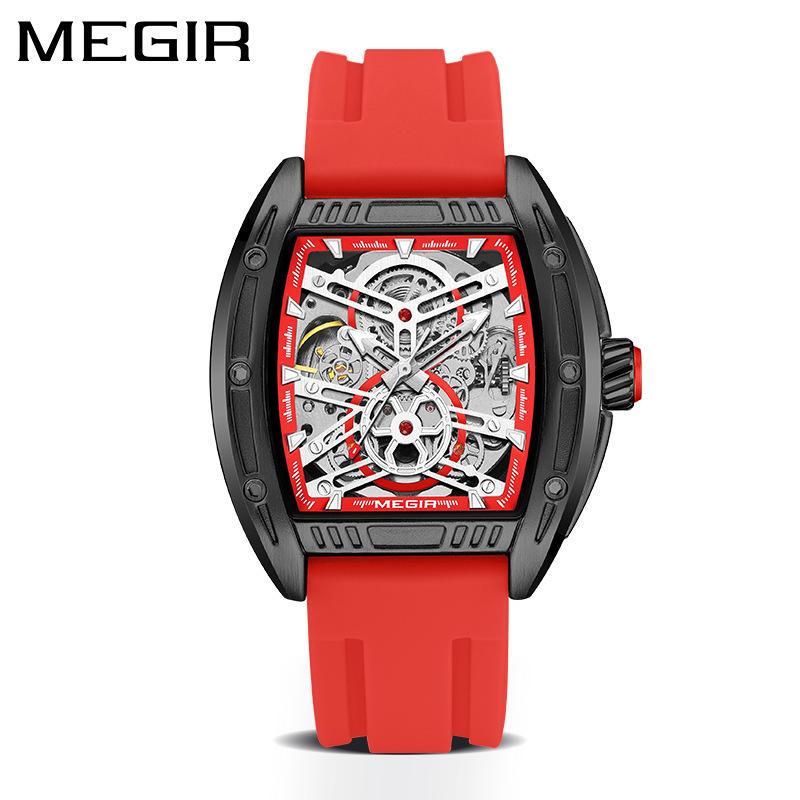 Men S Sports Machinery Movement Watch Silicone Band Luminous Waterproof Multi-Function 8601
