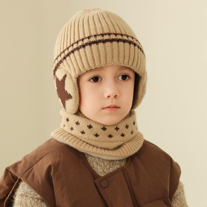 Knitted Baby Hat With Earmuff Warmth For Winter Childrens Headgear