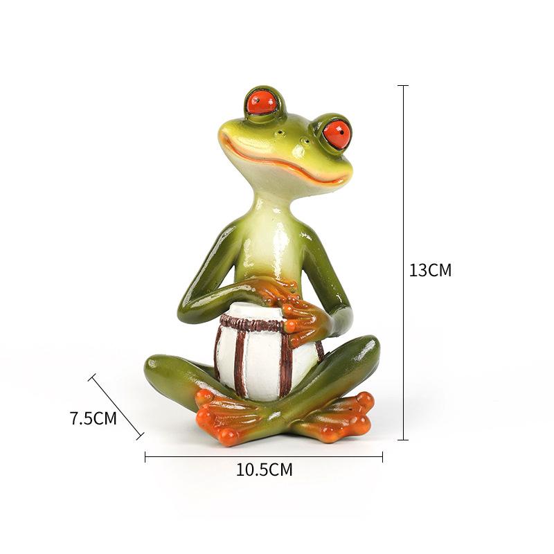 Miniature Frog Garden Statue Frog Band Musical Instrument Figurine Fairy Garden Accessories Decor for Patio Balcony Indoor Table