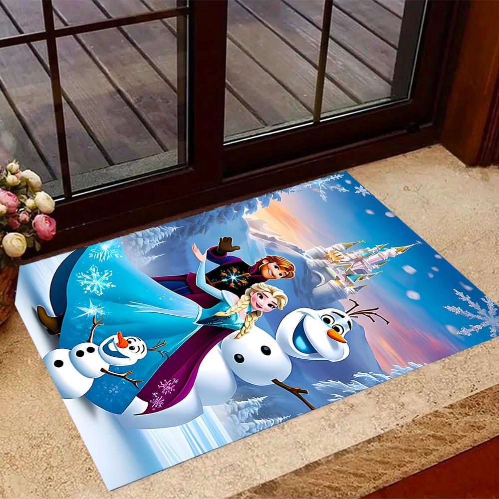 Frozen Olaf Cartoon Theme Non-Slip Rug - Made of Polyester, Suitable for Home Décor, Bedrooms, Living Rooms, Entryways, and Studios.