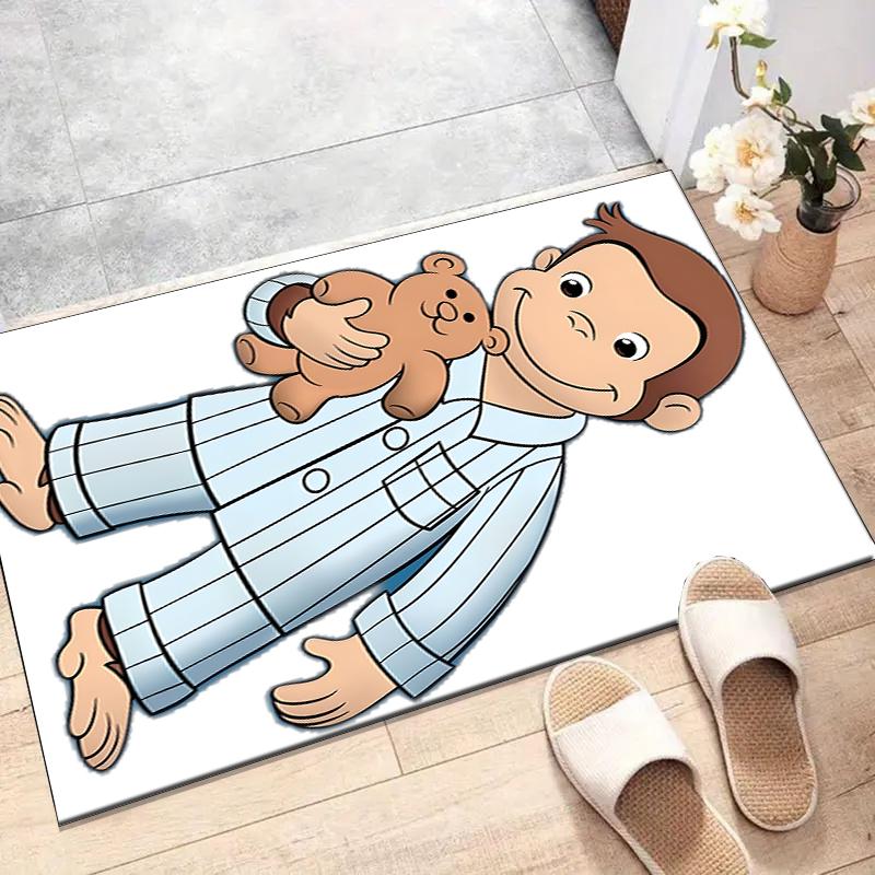 Curious George Polyester Carpet, Soft Indoor Mat for Office Chair, Living Room, Computer Desk - Decorative Home Office Rug Design