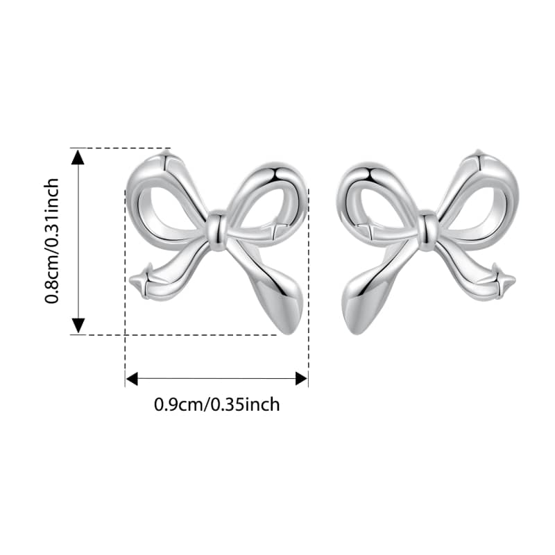 BAMOER 925 Sterling Silver Rosett Örhängen Dam Födelsedagssmycken Enkla Rosett Öronspännen Studentflicka Partygåva