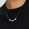 KND Leather & Turquoise Beads Necklace Black