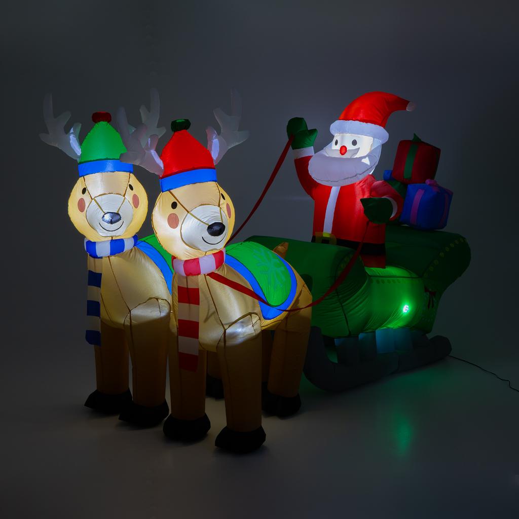 Inflatable Santa Claus Christmas Decoration Sleigh Reindeer