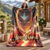 Avatar The Last Airbender Custom Name Flannel Blanket Personalized Soft Warm Plush Throw Blanket Customized Gift for Family Friends