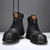 Fashion Italian Handsome Motorcycle Boots Thick Soled Wear-resistant Men's Workwear Boots Trendy Men's Genuine Leather Short Boots