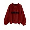 Felpe da donna con scollo a V, maniche lunghe, oversize, tinta unita, casual, vestibilità ampia, atletiche, da allenamento