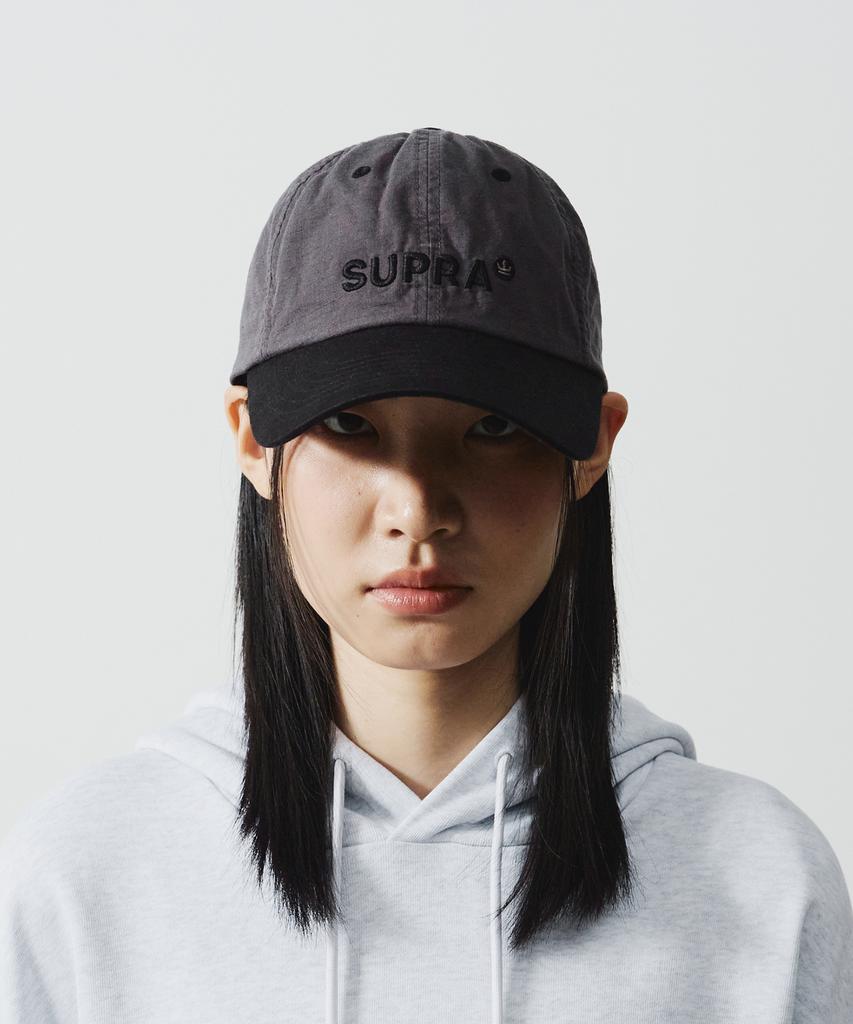 SUPRA Crown Logo Point Colorblock Unstructured Cap (Gray)