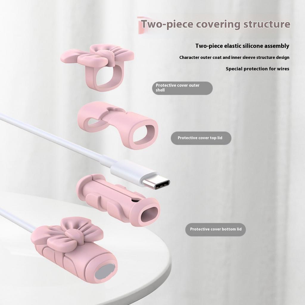 2 Pairs Reusable Silicone Cable Saver Guards Flexible Phone Charging Cord Various Device Cable Protectors for Wire