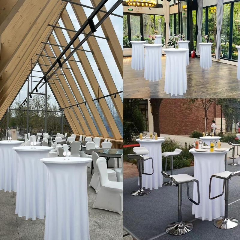60/70/80cm Cocktail Table Skirts Stretch Spandex Fitted Tablecloths Wrinkle-Resistant Washable for Weddings Parties Banquets