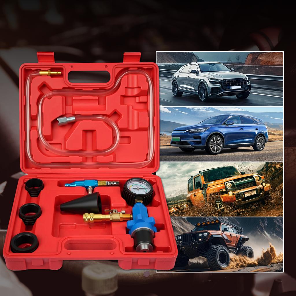 Radiator Cooling System Vacuum Purge Coolant Refill Tool Kit Auto Car Radiator Coolant Purging Tools Set for Car Van SUV Truck
