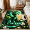 1PC Custom Name Green Dragon Fantasy Art Theme Floor Mat Ideal for Living Room, Game Rooms, Office, Bedroom,Floor Mat Playful Design