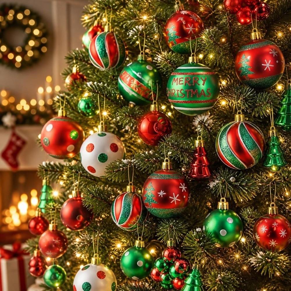 42Pcs/Set Creative Christmas Tree Balls Shiny Xmas Baubles Durable Christmas Ball  Showcase