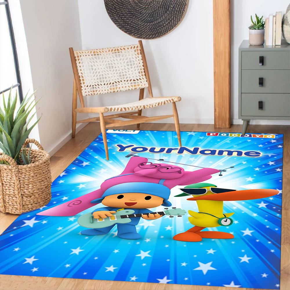 Alfombra Personalizable con Nombre de Pocoyó Adecuada para Exteriores Dormitorio Entrada Pasillo Alfombra Antideslizante Decorar Oficinas Regalo para Festivales